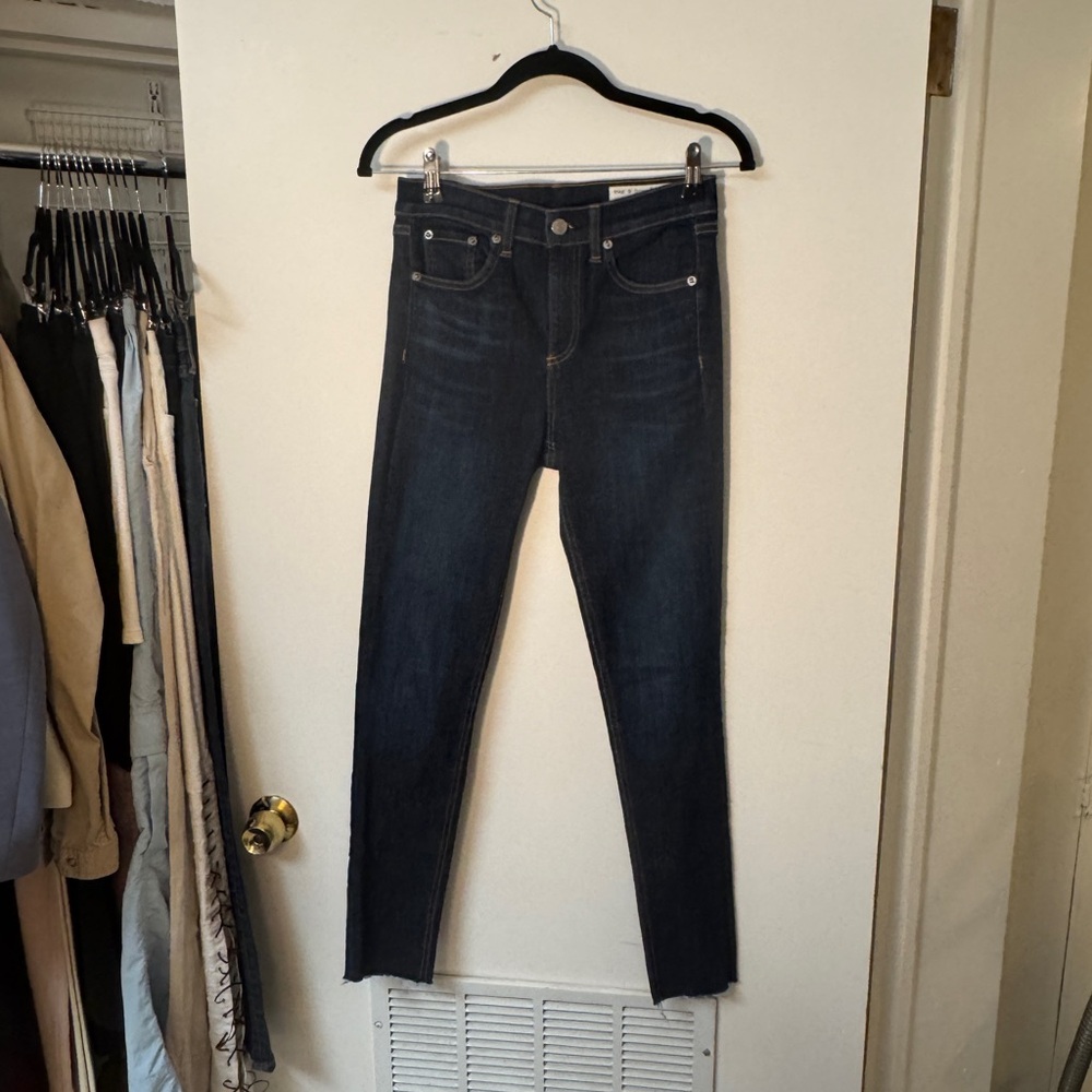rag & bone • Stretch Skinny Jeans with Frayed Hem • 25